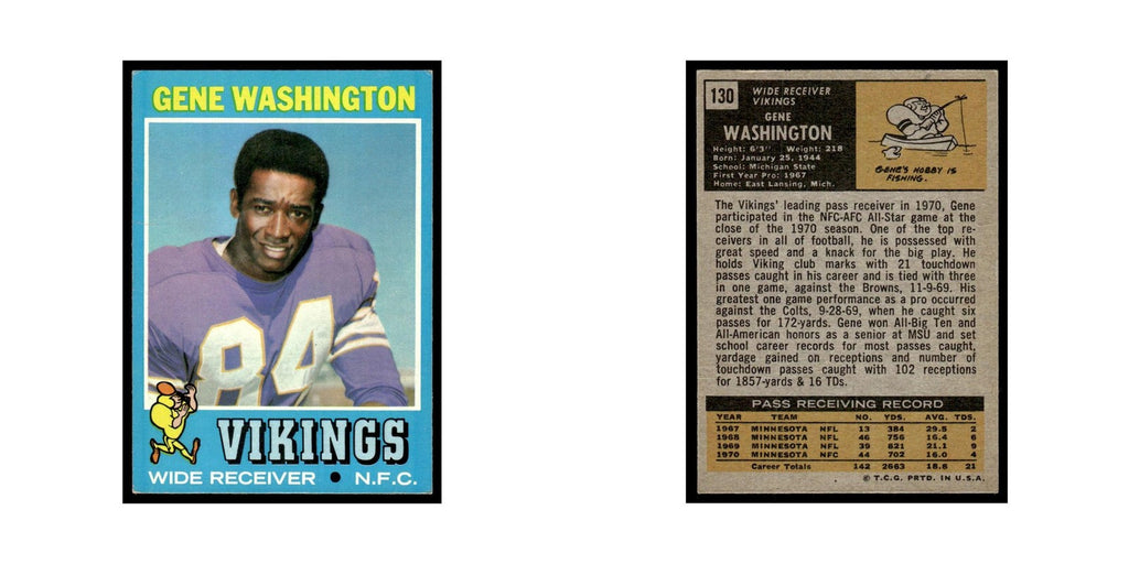 Gene Washington 1971 Topps (damaged) #130.0 Minnesota Vikings Football Card Poor