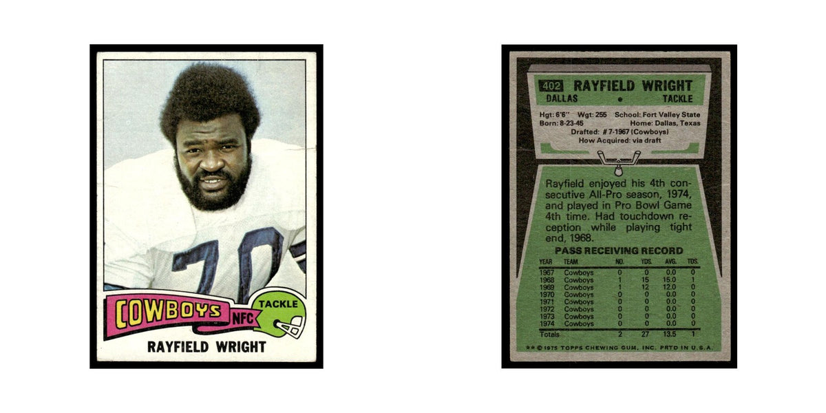 Rayfield Wright 1975 Topps (damaged) #402.0 Dallas Cowboys Football Card Poor