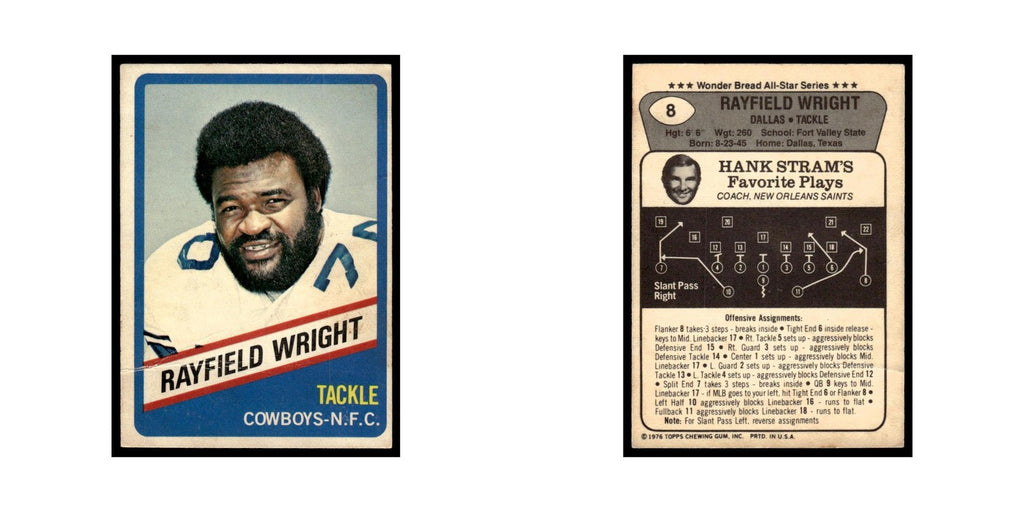 Rayfield Wright 1976 Wonderbread (damaged) #8.0 Dallas Cowboys Poor