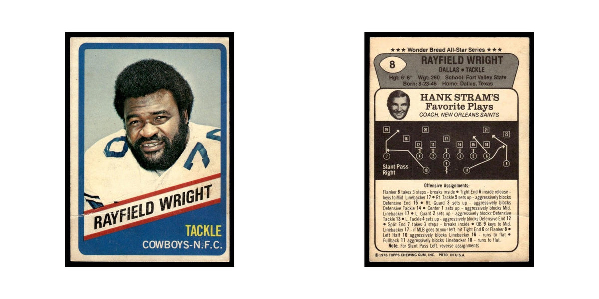 Rayfield Wright 1976 Wonderbread (damaged) #8.0 Dallas Cowboys Poor