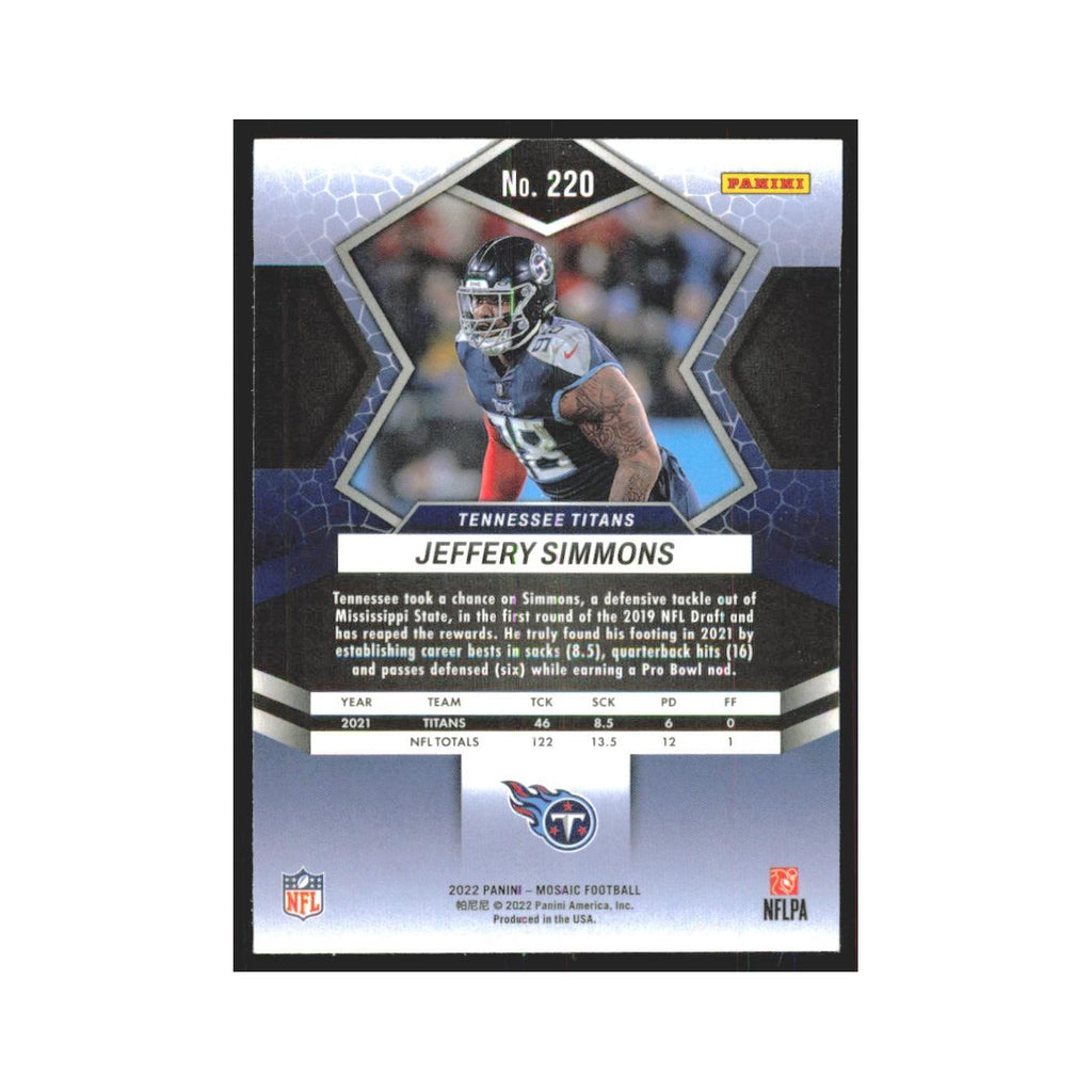 Jeffery Simmons 2022 Panini Mosaic #220 Tennessee Titans Football Card NM