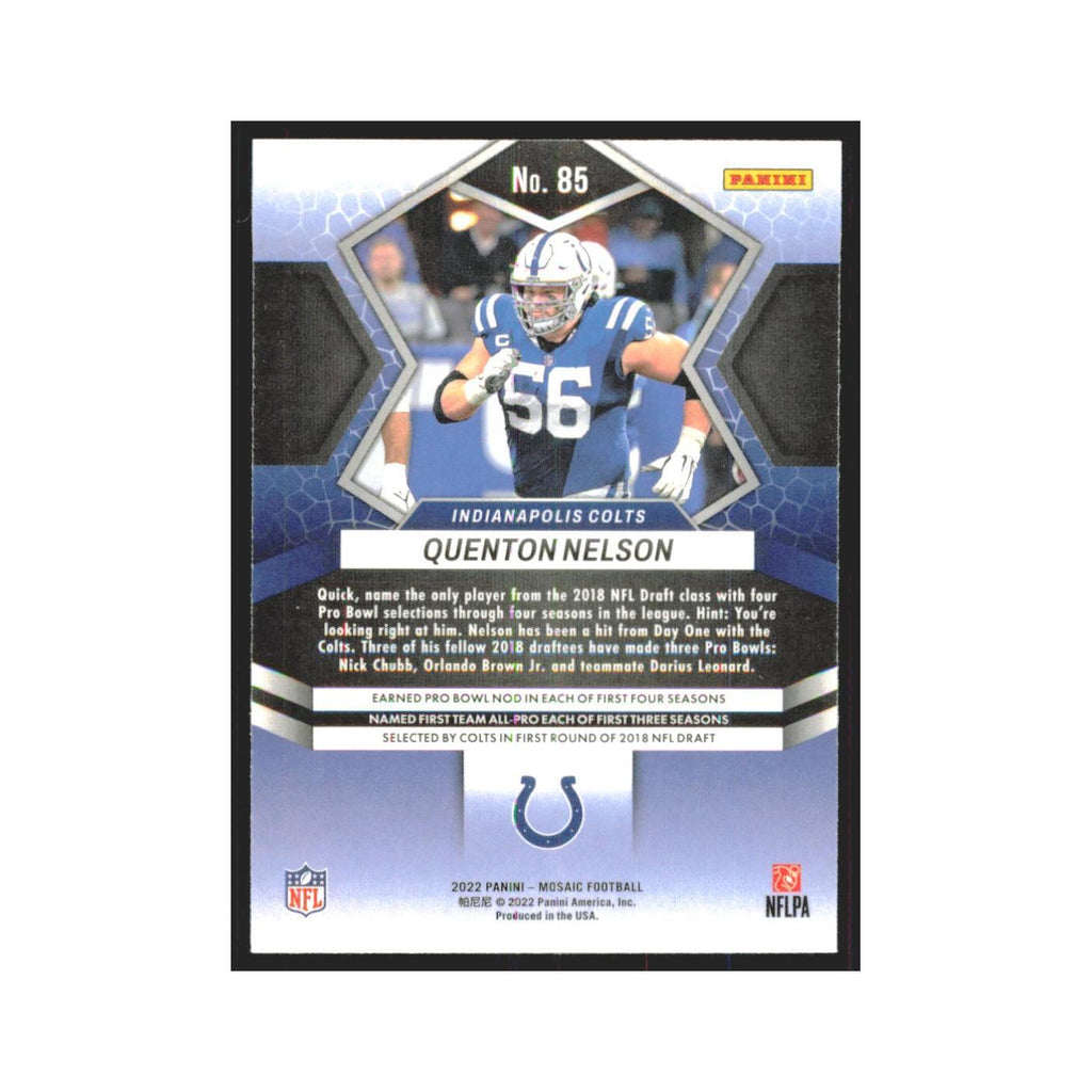 Quenton Nelson 2022 Panini Mosaic #85 Indianapolis Colts Football Card NM