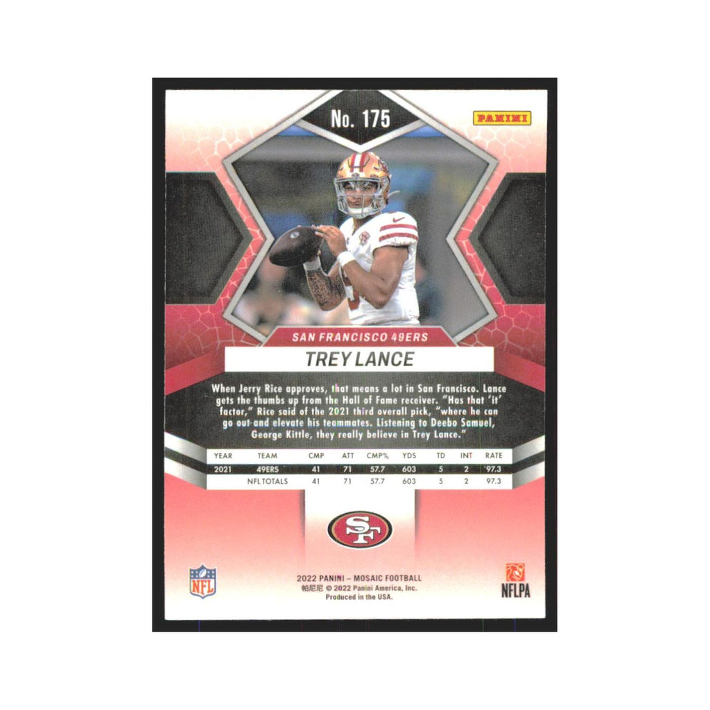 Trey Lance 2022 Panini Mosaic #175 San Francisco 49ers Football Card NM