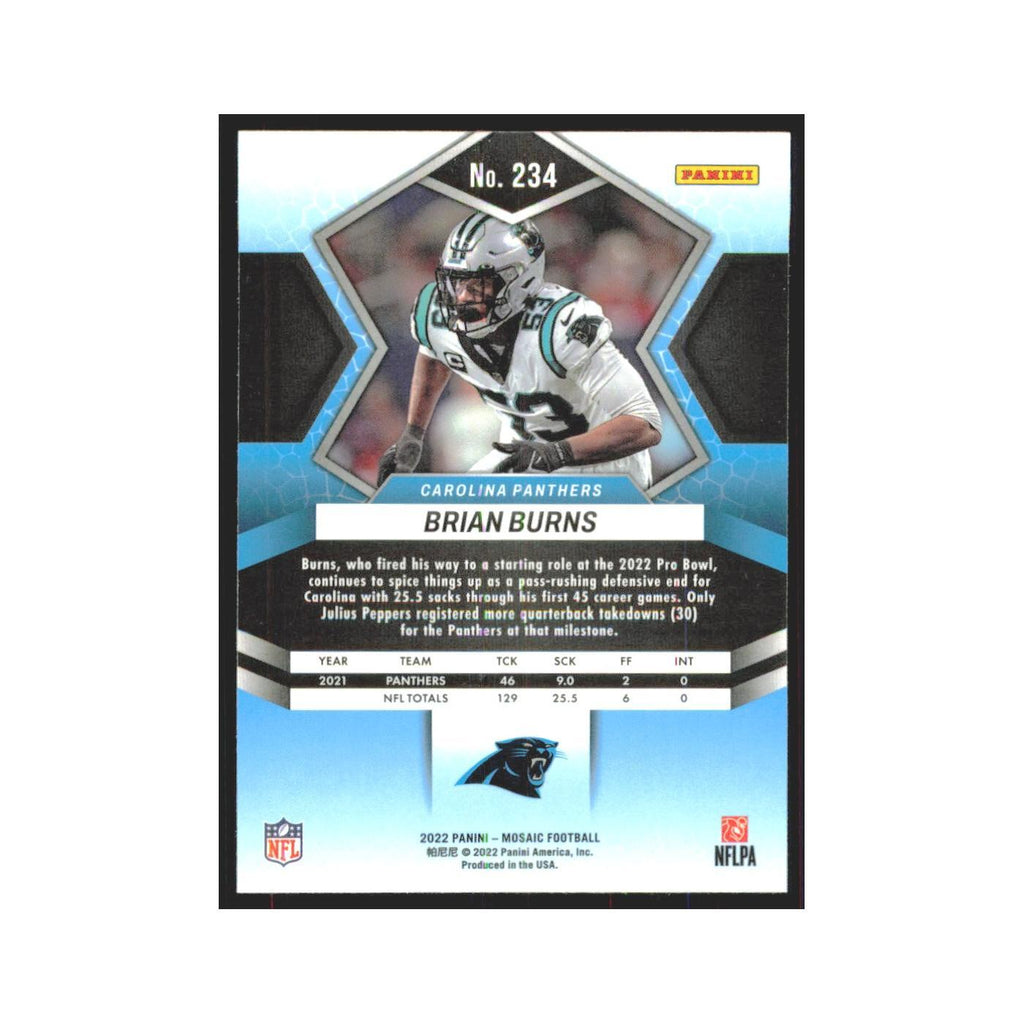 Brian Burns 2022 Panini Mosaic #234 Carolina Panthers Football Card NM