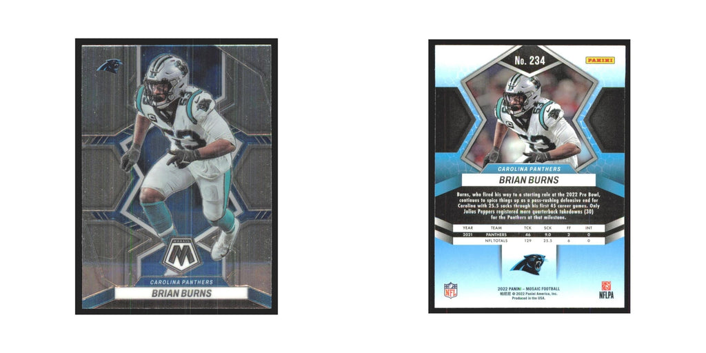 Brian Burns 2022 Panini Mosaic #234 Carolina Panthers Football Card NM