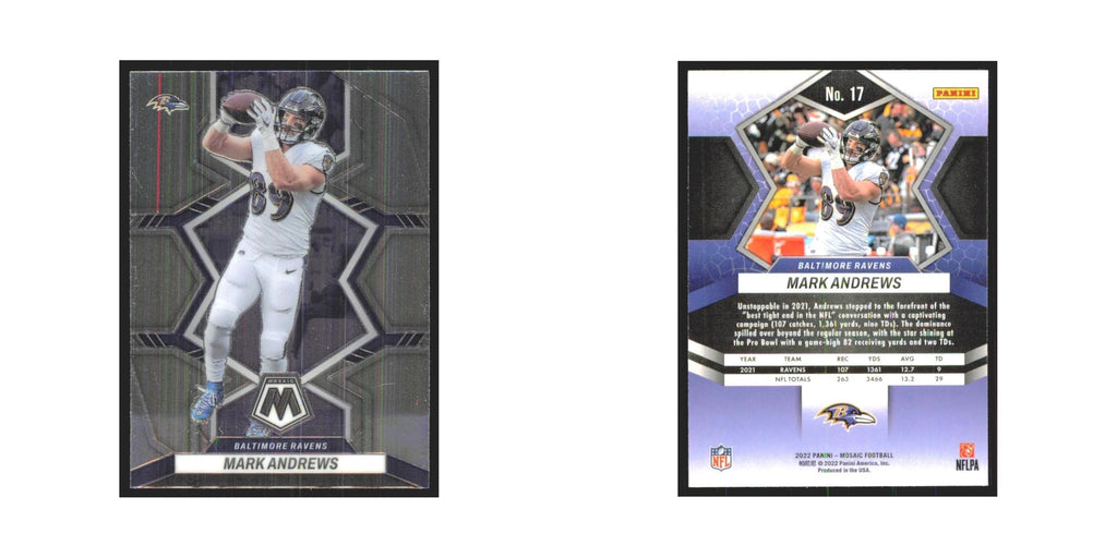 Mark Andrews 2022 Panini Mosaic #17 Baltimore Ravens Football Card NM