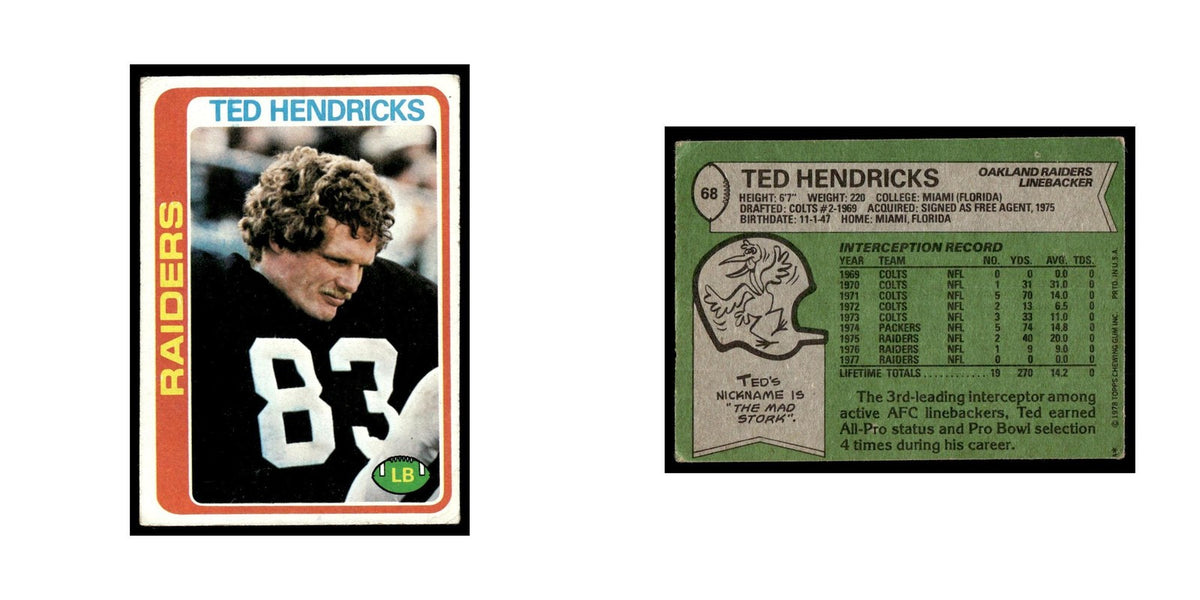 Ted Hendricks 1978 Topps #68.0 Oakland Raiders Football Card EX