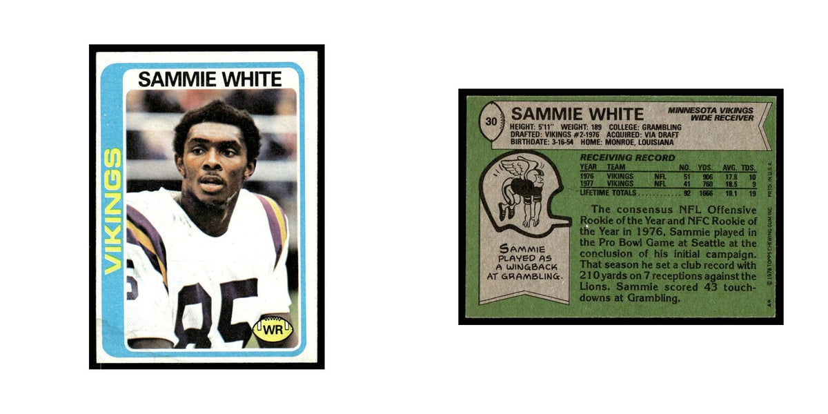 Sammie White 1978 Topps #30.0 Minnesota Vikings Football Card EX