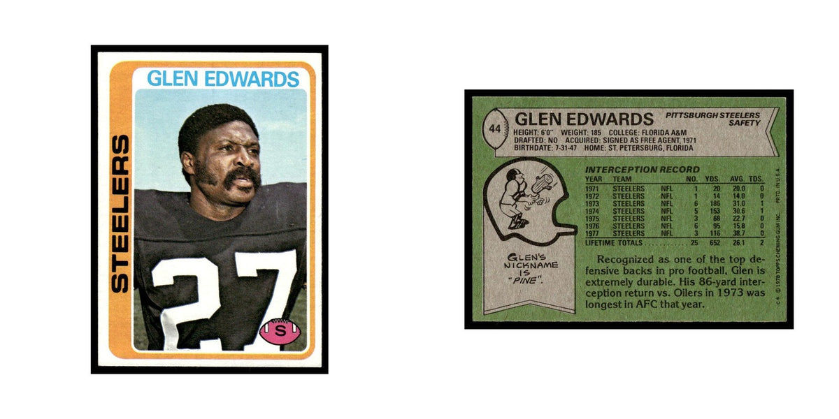 Glen Edwards 1978 Topps #44.0 Pittsburgh Steelers Football Card EX