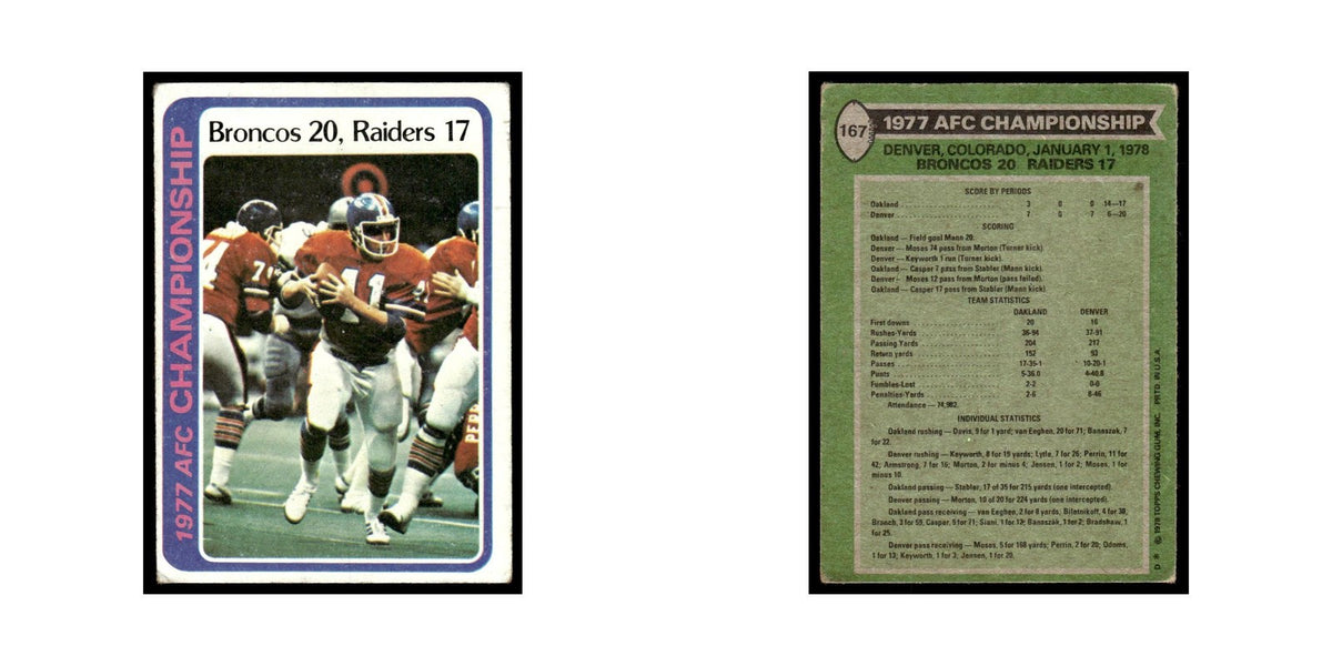 AFC Championship 1978 Topps #167.0 Bronco/Raiders Football Card EX