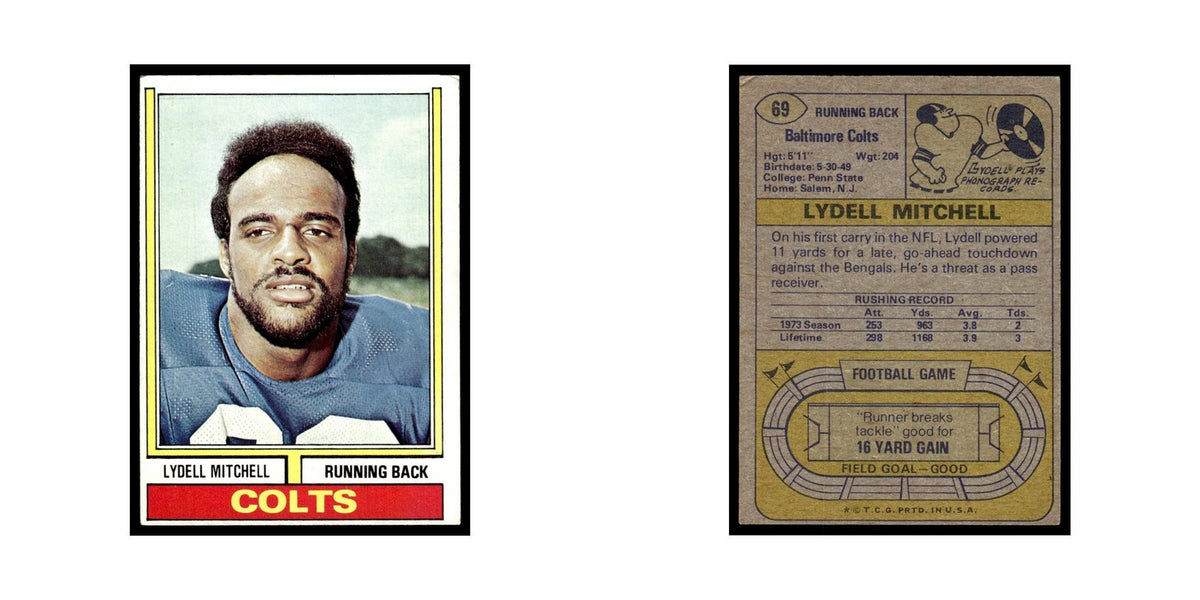Lydell Mitchell 1974 Topps (damaged) #69.0 Baltimore Colts Football Card Poor