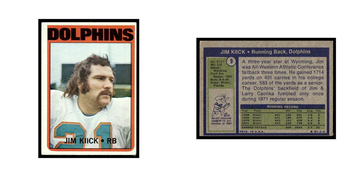 Jim Kiick 1972 Topps (damaged) #9.0 Miami Dolphins Football Card Poor