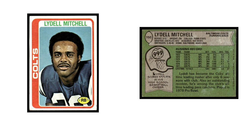 Lydell Mitchell 1978 Topps #150.0 Baltimore Colts Football Card EX