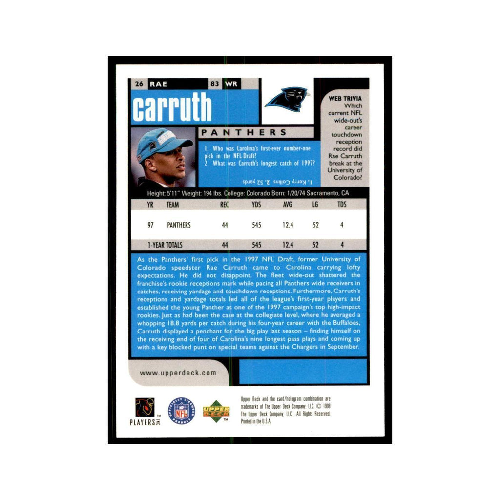 Rae Carruth 1998 UD Choice #26 Football Cards Football Card NM