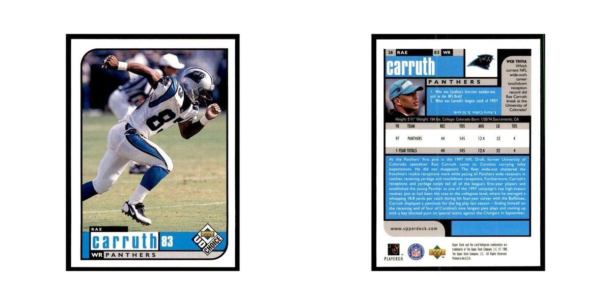 Rae Carruth 1998 UD Choice #26 Football Cards Football Card NM