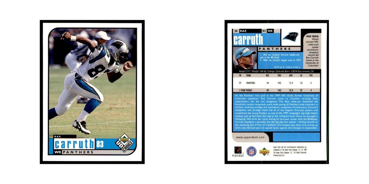 Rae Carruth 1998 UD Choice #26 Football Cards Football Card NM