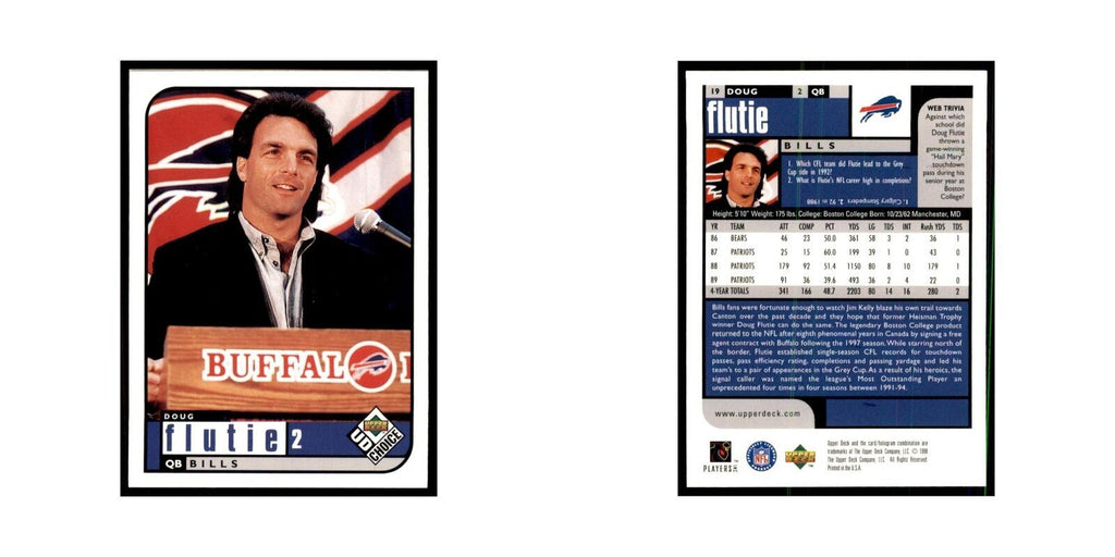 Doug Flutie 1998 UD Choice #19 Football Cards Football Card NM