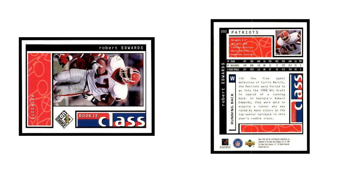 Robert Edwards Rookie 1998 UD Choice #202 Football Cards Football Card NM