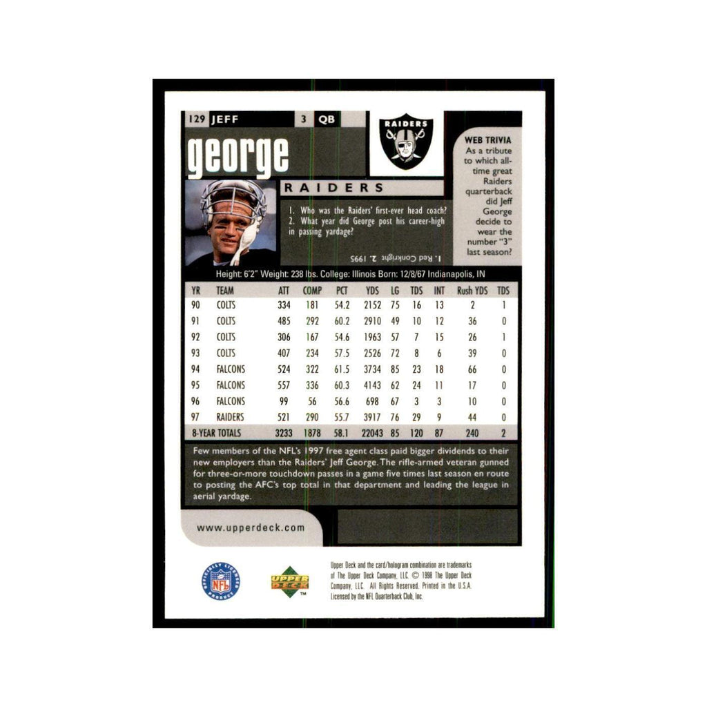 Jeff George 1998 UD Choice #129 Football Cards Football Card NM