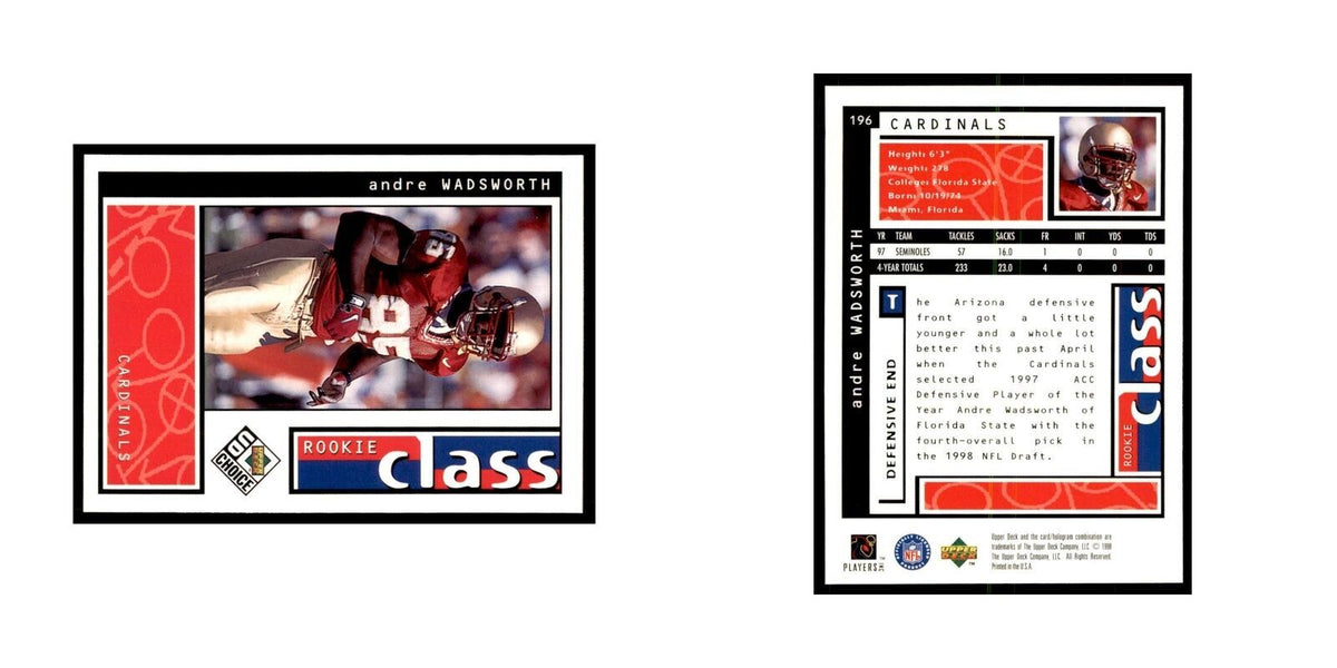 Andre Wadsworth Rookie 1998 UD Choice #196 Football Cards Football Card NM
