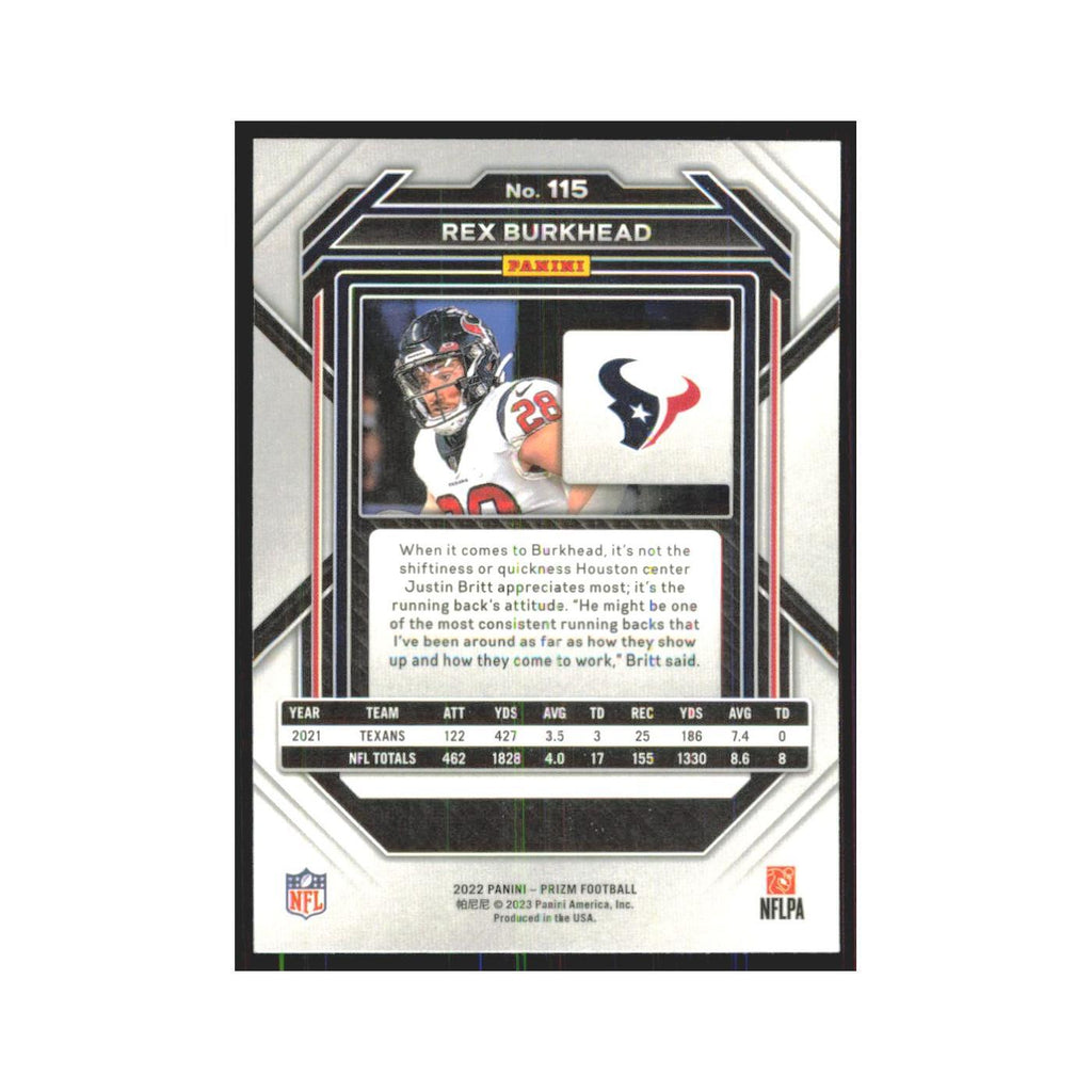 Rex Burkhead 2022 Panini Prizm #115 Houston Texans Football Card NM