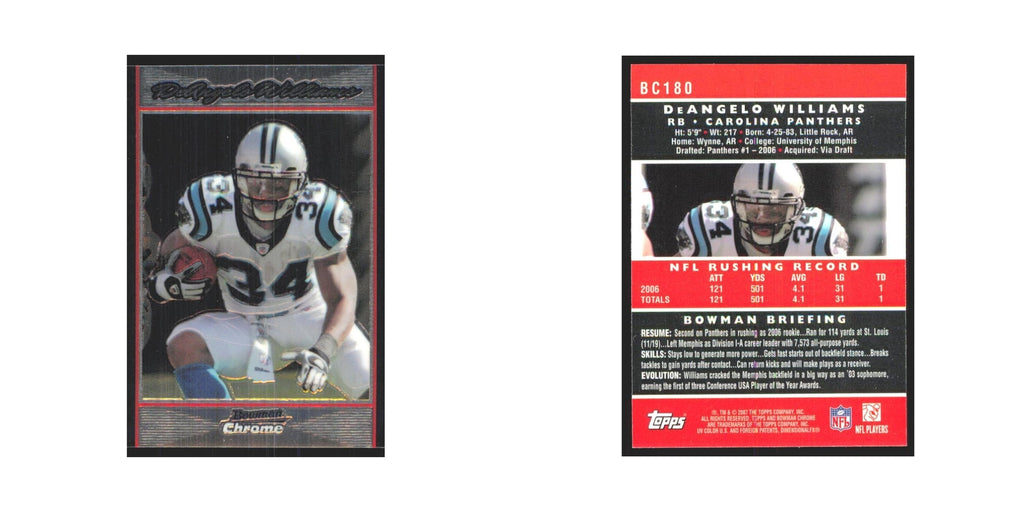 DeAngelo Williams 2007 Bowman Chrome #BC180 Carolina Panthers Football Card NM
