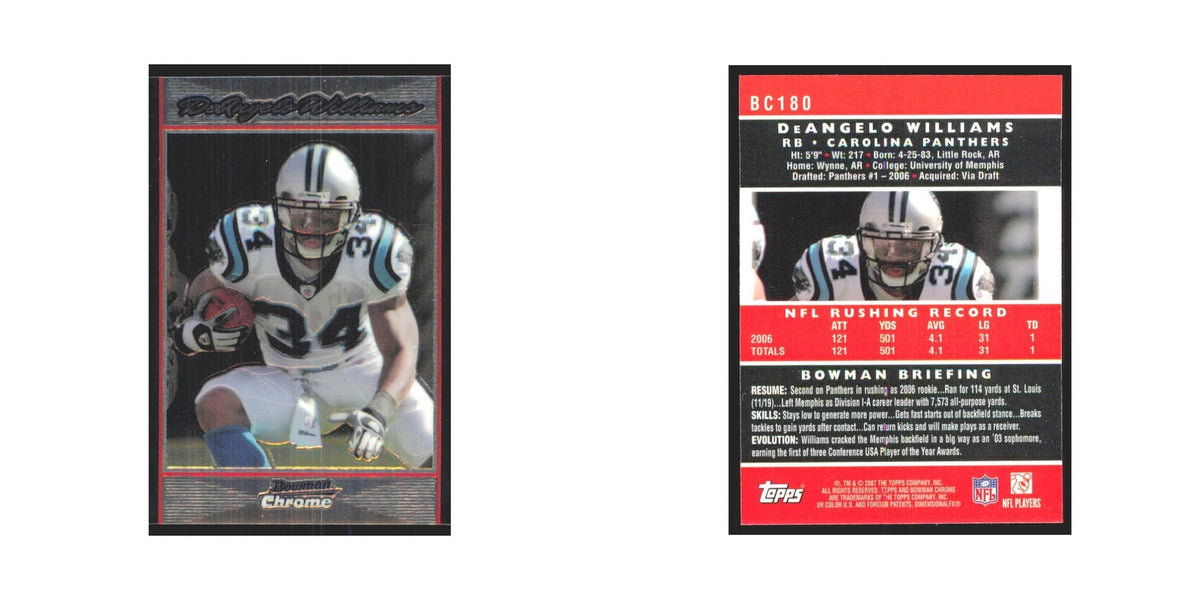 DeAngelo Williams 2007 Bowman Chrome #BC180 Carolina Panthers Football Card NM