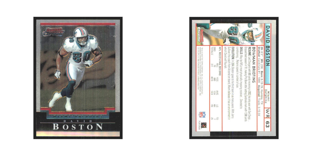 David Boston 2004 Bowman Chrome #63 Miami Dolphins Football Card NM