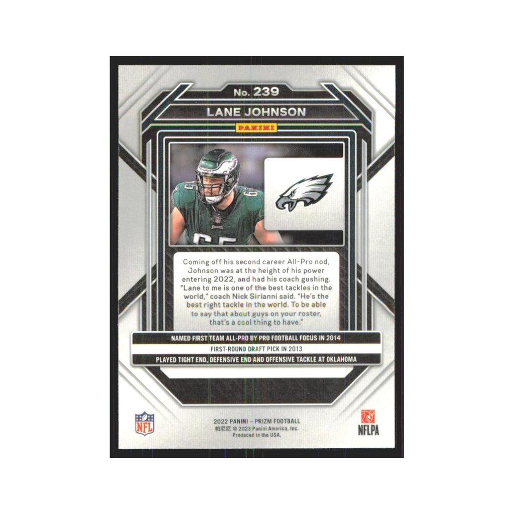 Lane Johnson 2022 Panini Prizm #239 Philadelphia Eagles Football Card NM