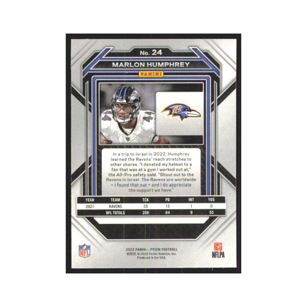 Marlon Humphrey 2022 Panini Prizm #24 Baltimore Ravens Football Card NM