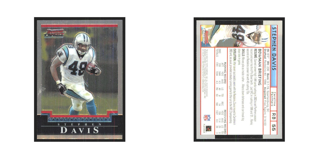 Stephen Davis 2004 Bowman Chrome #55 Carolina Panthers Football Card NM