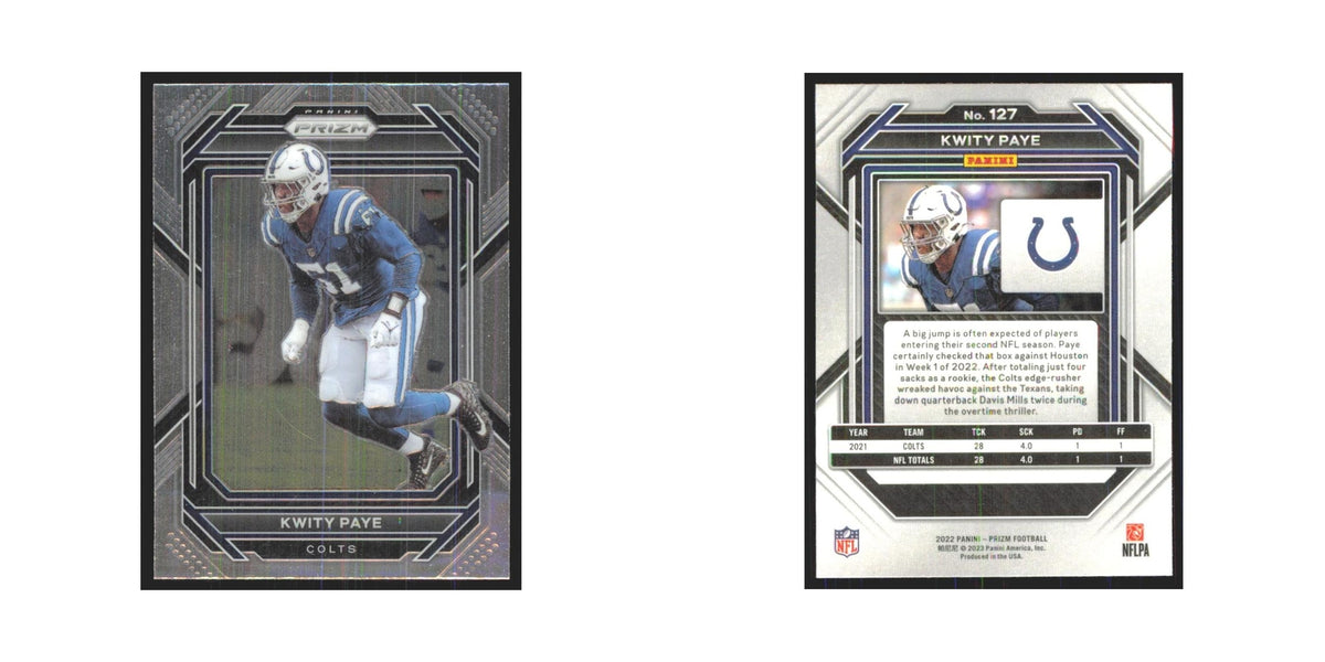 Kwity Paye 2022 Panini Prizm #127 Indianapolis Colts Football Card NM