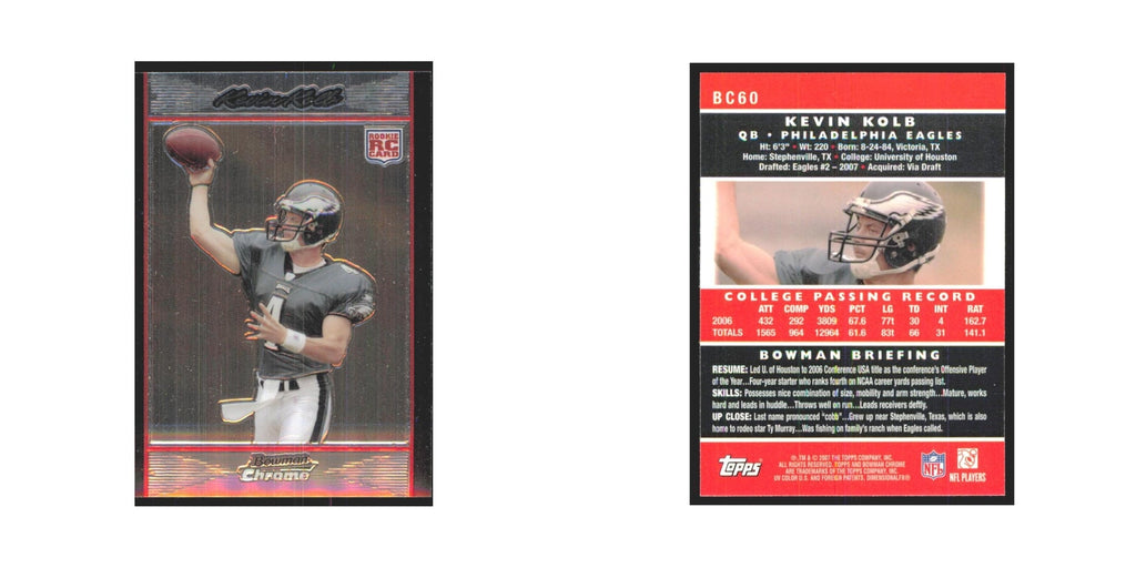 Kevin Kolb 2007 Bowman Chrome #BC60 Philadelphia Eagles Football Card NM