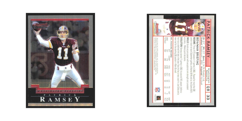 Patrick Ramsey 2004 Bowman Chrome #33 Washington Redskins Football Card NM