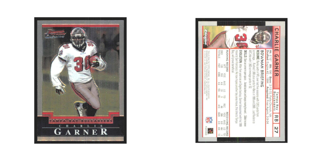 Charlie Garner 2004 Bowman Chrome #27 Tampa Bay Buccaneers Football Card NM