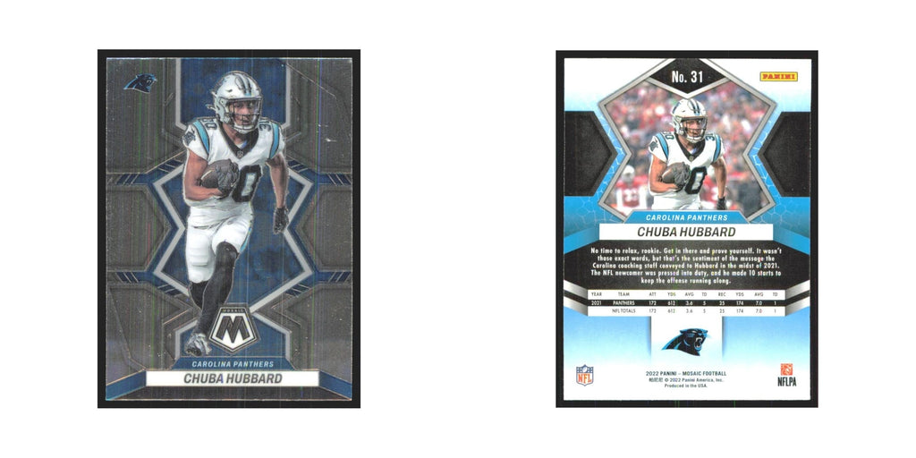 Chuba Hubbard 2022 Panini Mosaic #31 Carolina Panthers Football Card NM