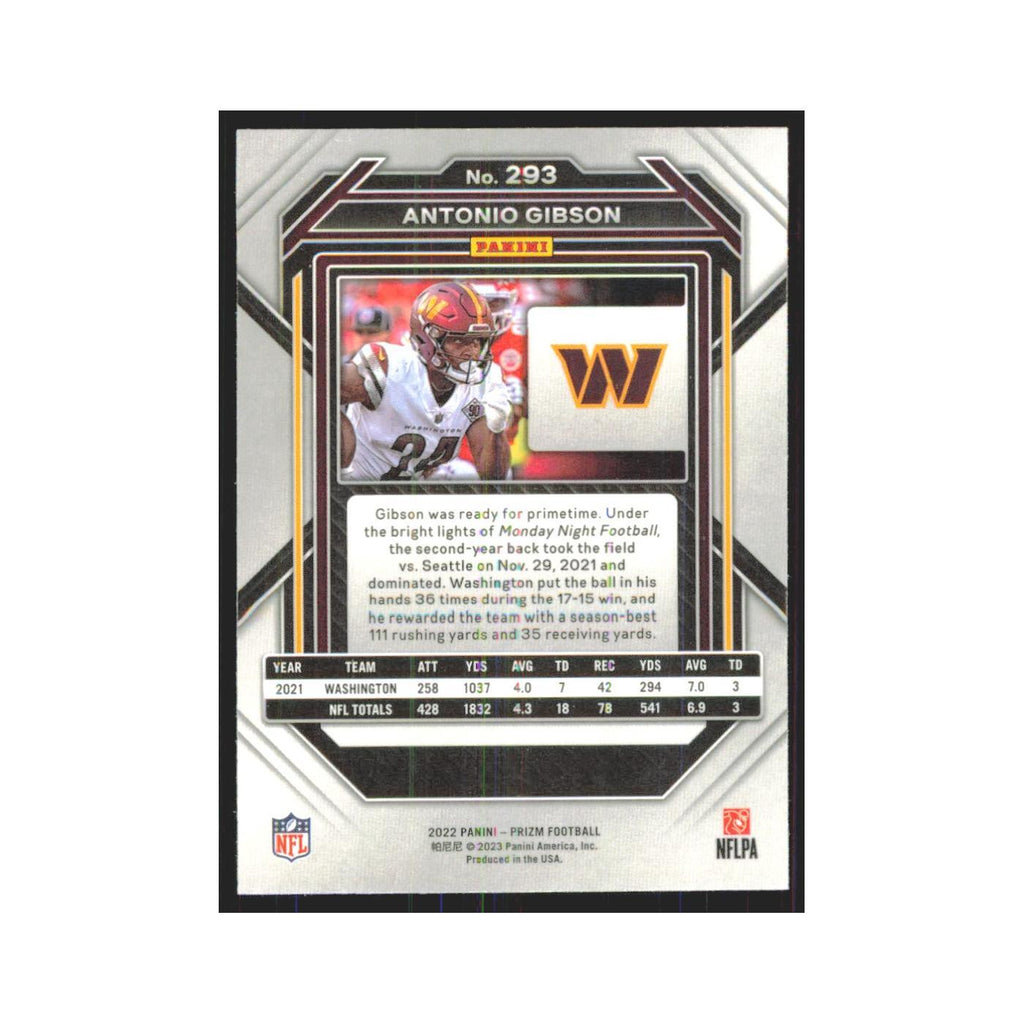 Antonio Gibson 2022 Panini Prizm #293 Washington Commanders Football Card NM