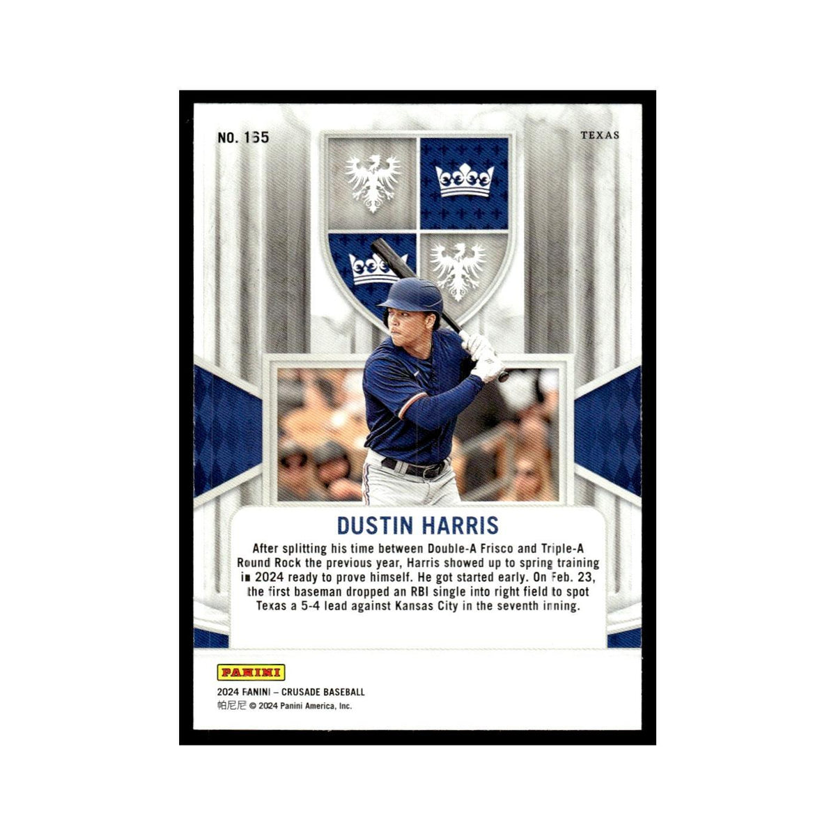 Dustin Harris 2024 Panini Crusade #135 Baseball Card NM