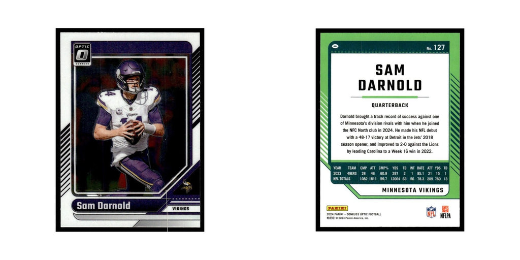 Sam Darnold 2024 Donruss Optic #127 Minnesota Vikings Football Card NM