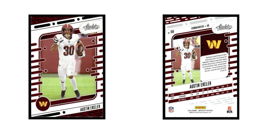 Austin Ekeler 2024 Panini Absolute #100 Washington Commanders Football Card NM
