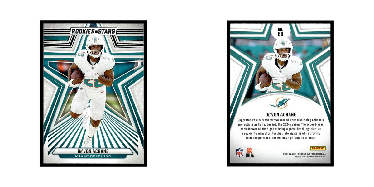De'Von Achane 2024 Panini Rookies & Stars #60 Miami Dolphins Football Card NM