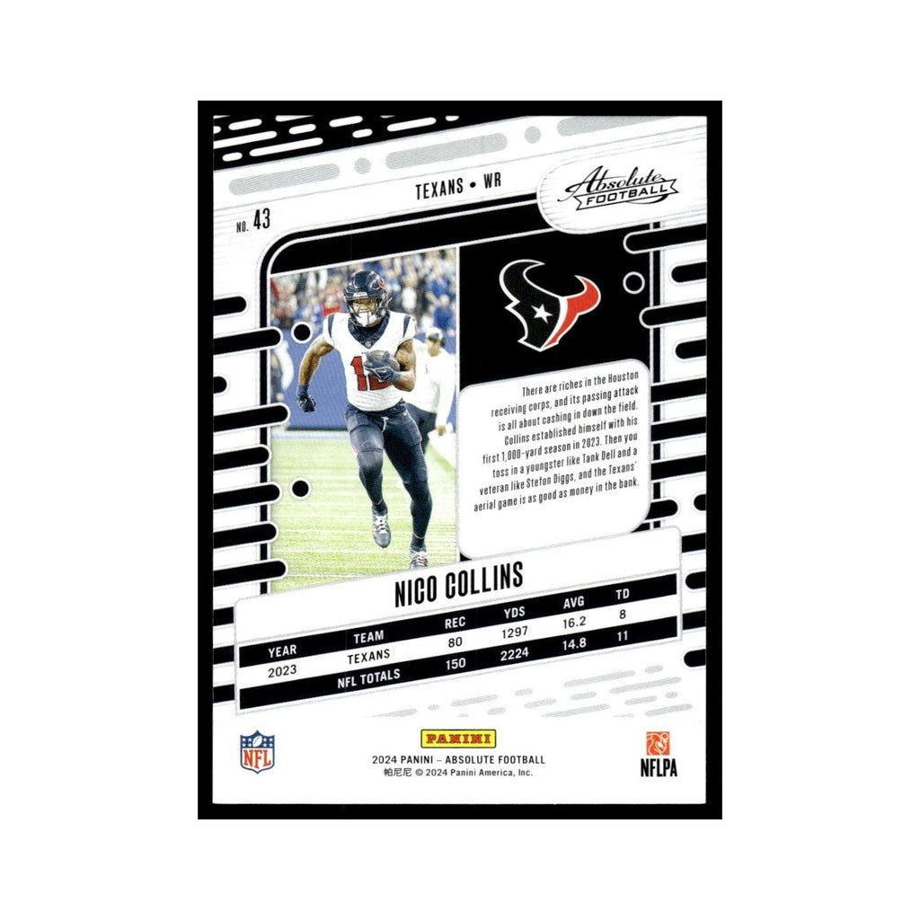 Nico Collins 2024 Panini Absolute #43 Houston Texans Football Card NM
