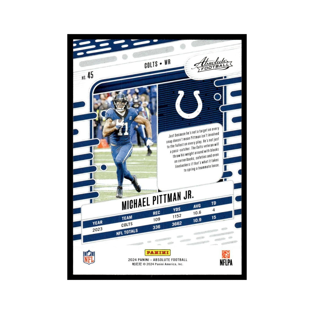 Michael Pittman Jr. 2024 Panini Absolute #45 Indianapolis Colts Football Card NM
