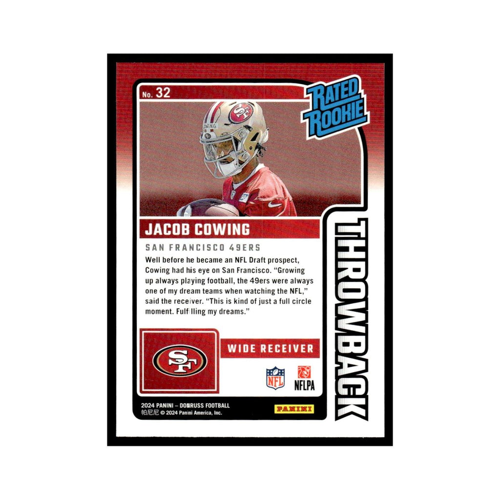 Jacob Cowing Rookie 2024 Donruss #32 San Francisco 49ers Football Card NM