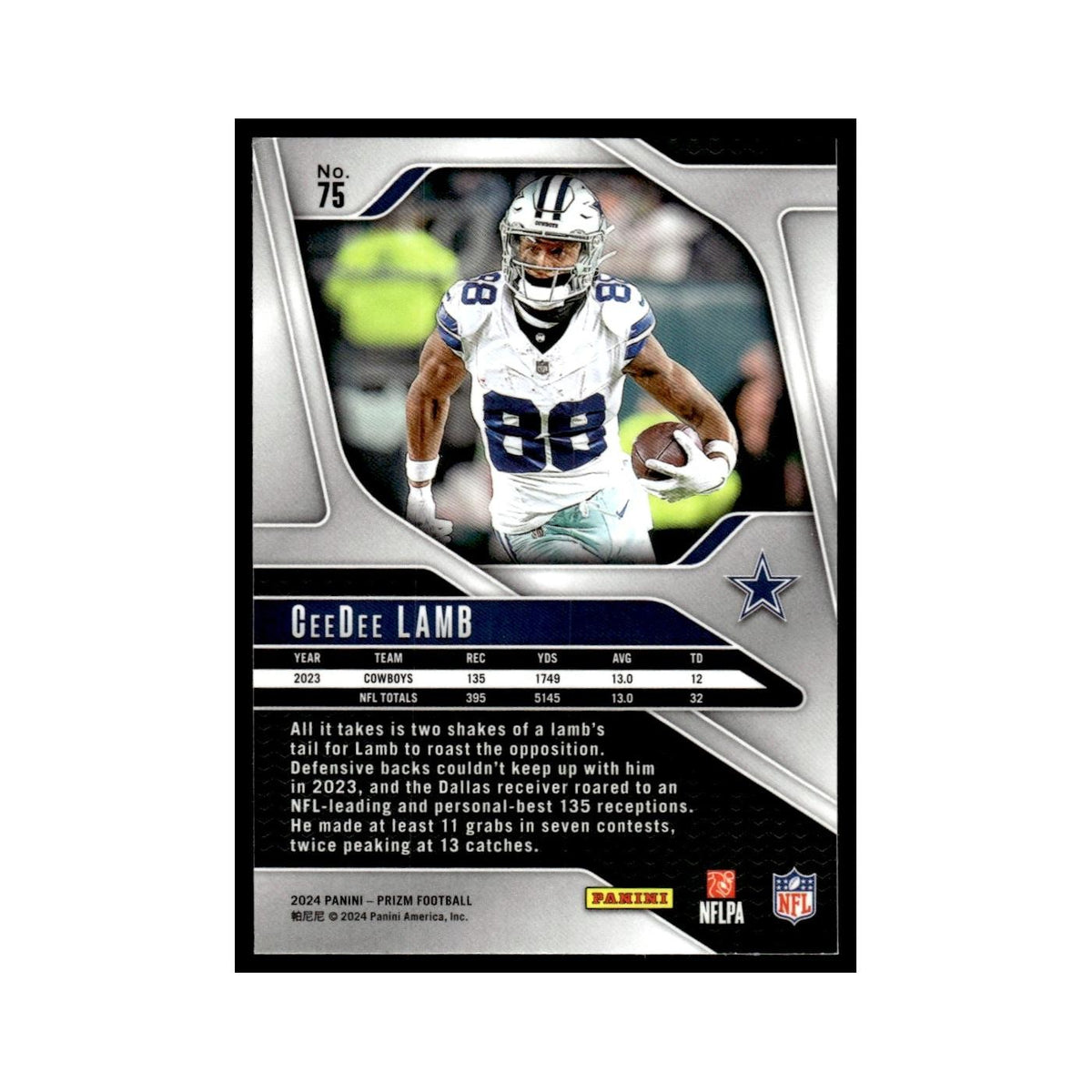 CeeDee Lamb 2024 Panini Prizm #75 Dallas Cowboys Football Card NM