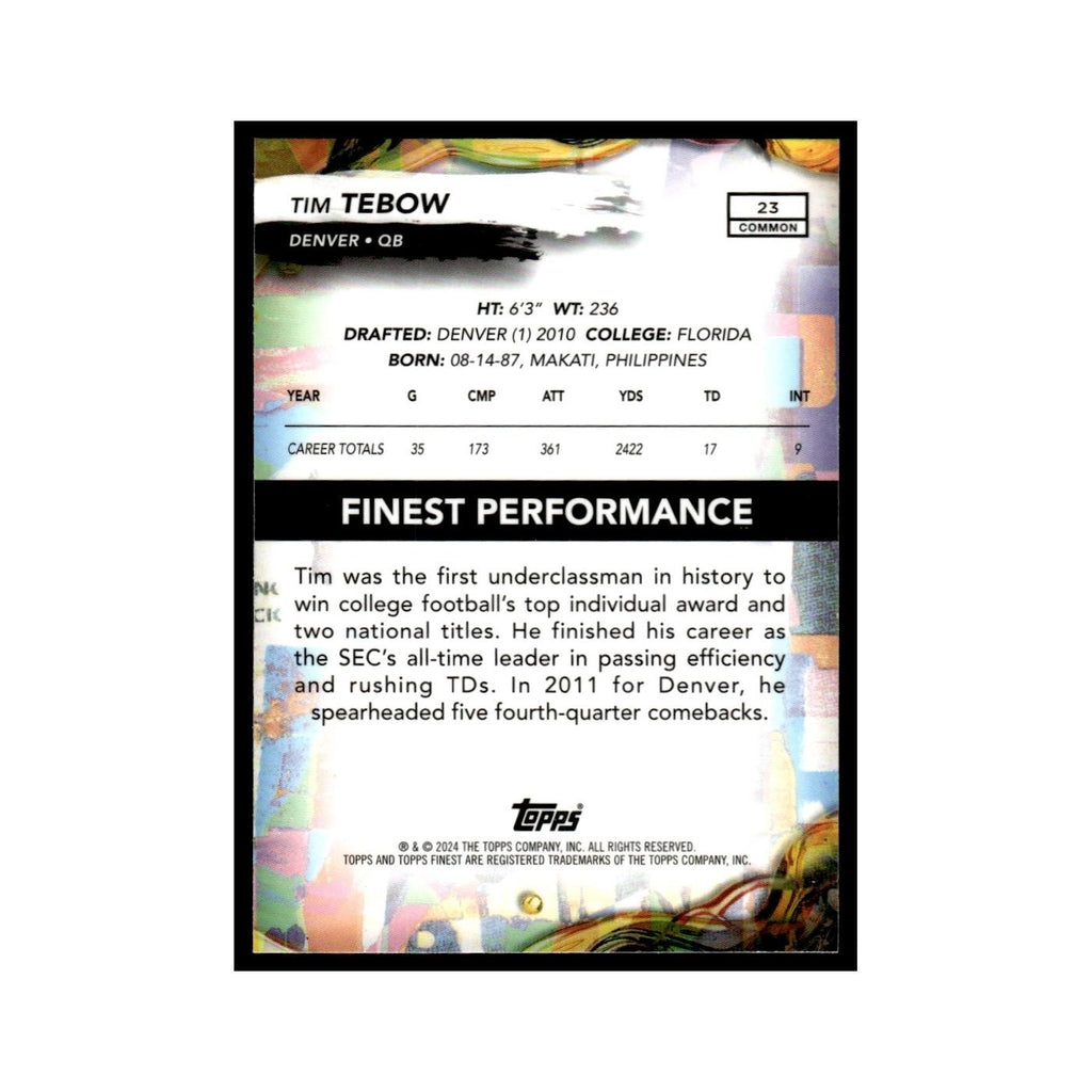 Tim Tebow 2024 Finest #23 Denver Broncos Football Card NM