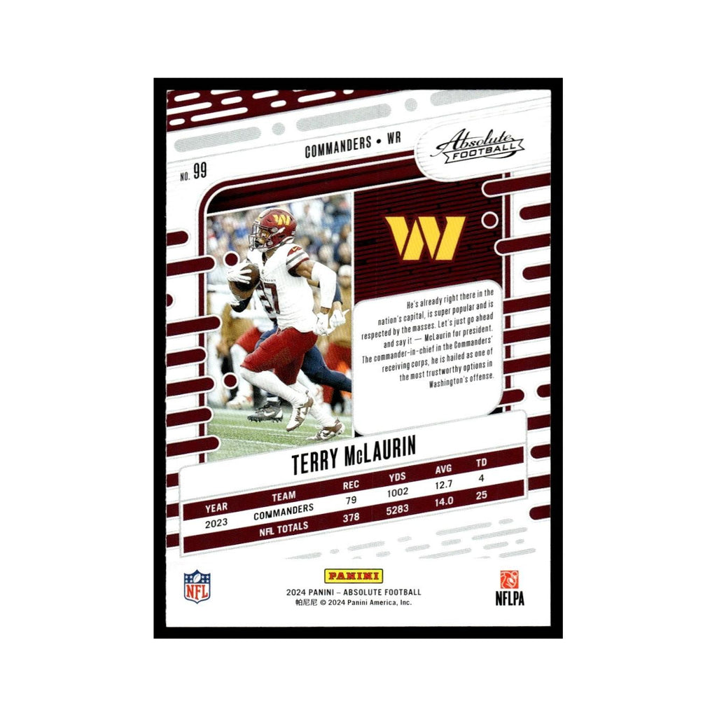 Terry McLaurin 2024 Panini Absolute #99 Washington Commanders Football Card NM