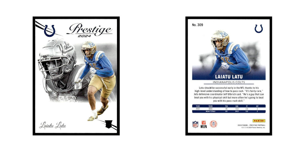 Laiatu Latu Rookie 2024 Panini Prestige #309 Indianapolis Colts Football Card NM