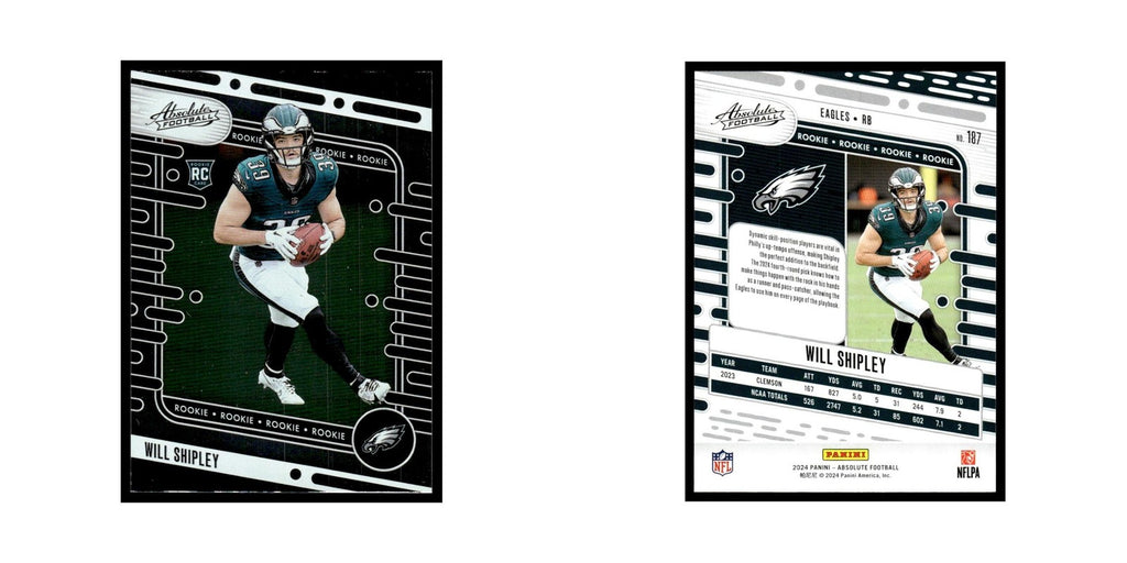 Will Shipley Rookie 2024 Panini Absolute #187 Philadelphia Eagles NM