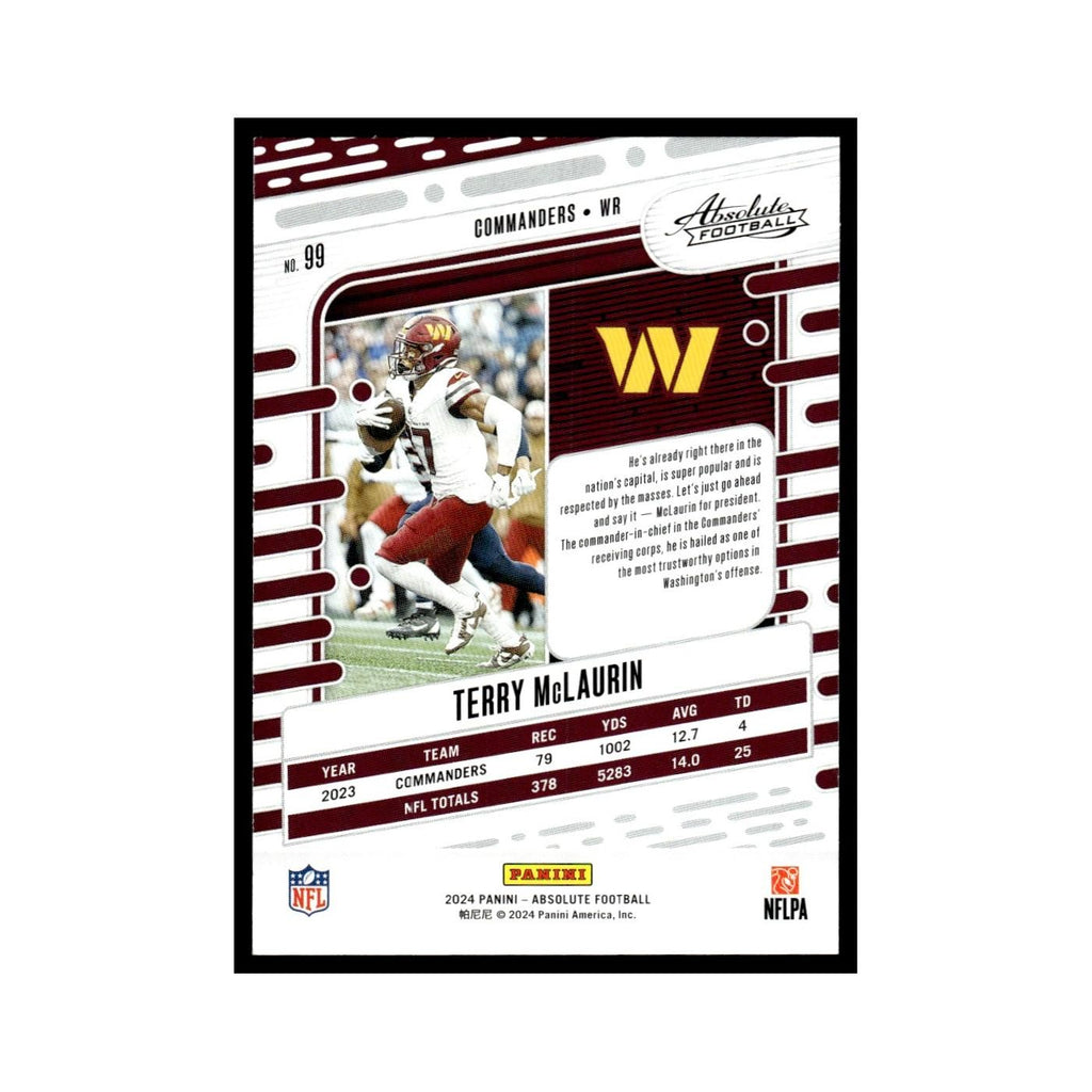 Terry McLaurin 2024 Panini Absolute #99 Washington Commanders Football Card NM